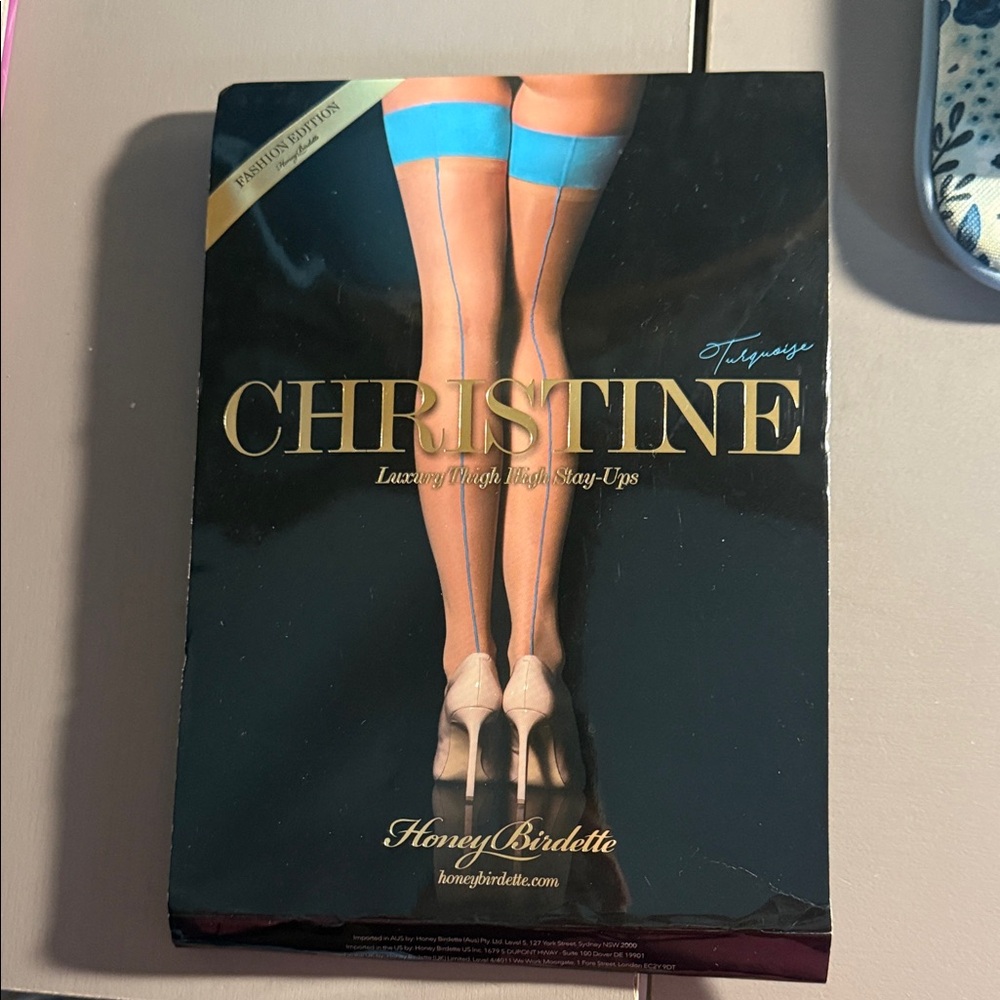 Honey Birdette Christine Luxury Thigh High Stay-Ups - Blue
